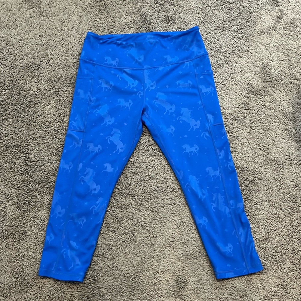Bright Blue Shadow Unicorn Capris